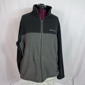 Columbia Fleece Jacket Mens XL Full Zip Gray Black Outdoor